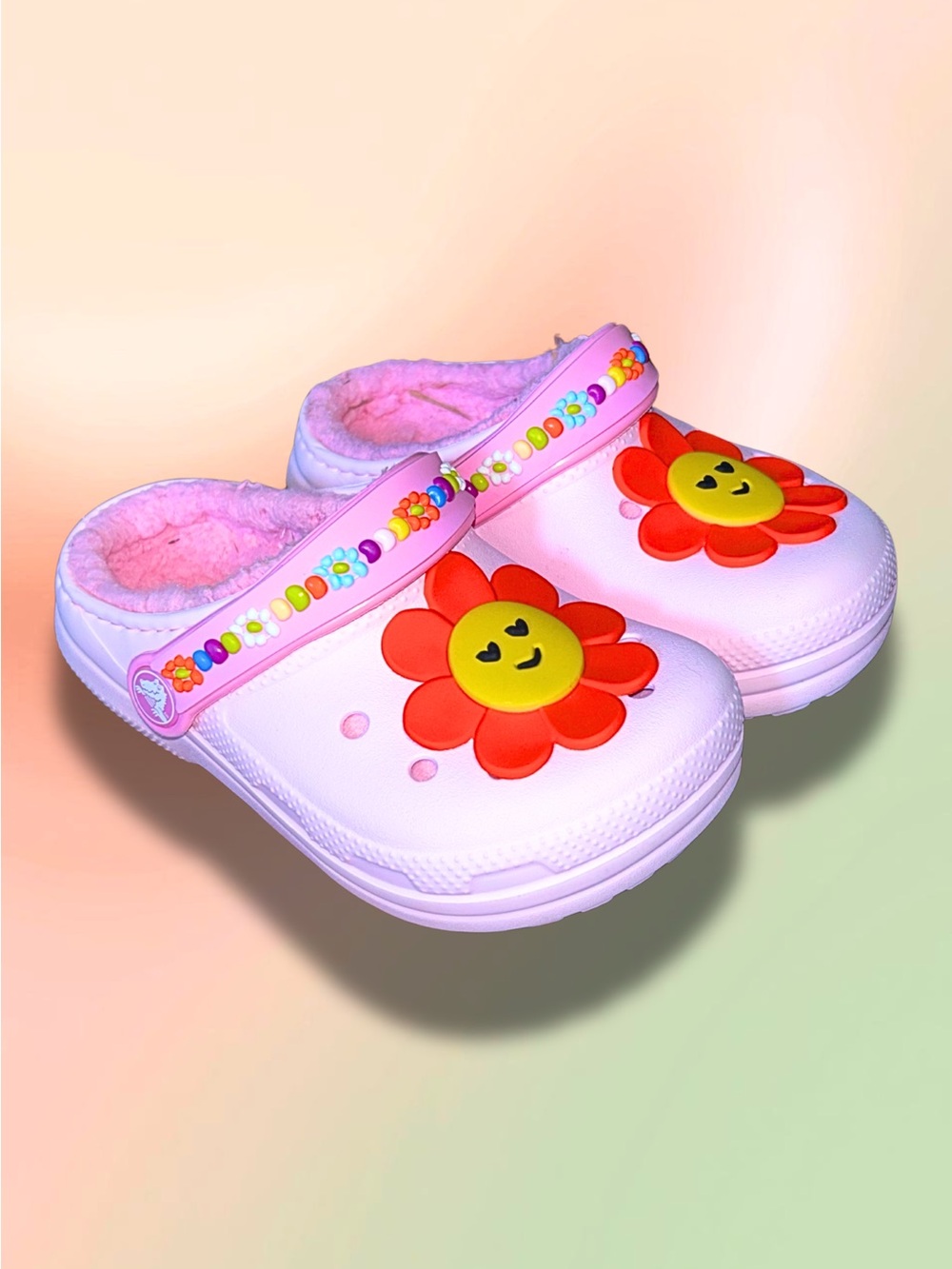 Crocs Kids Classic Lined Daisy Clogs  Size 10